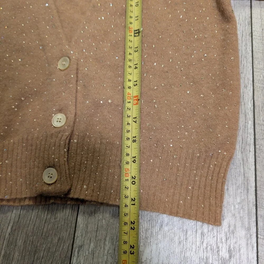 J.Crew Camel Sparkle Merino Wool & Alpaca Cardigan | Size M | Mint Condition - Picture 14 of 14